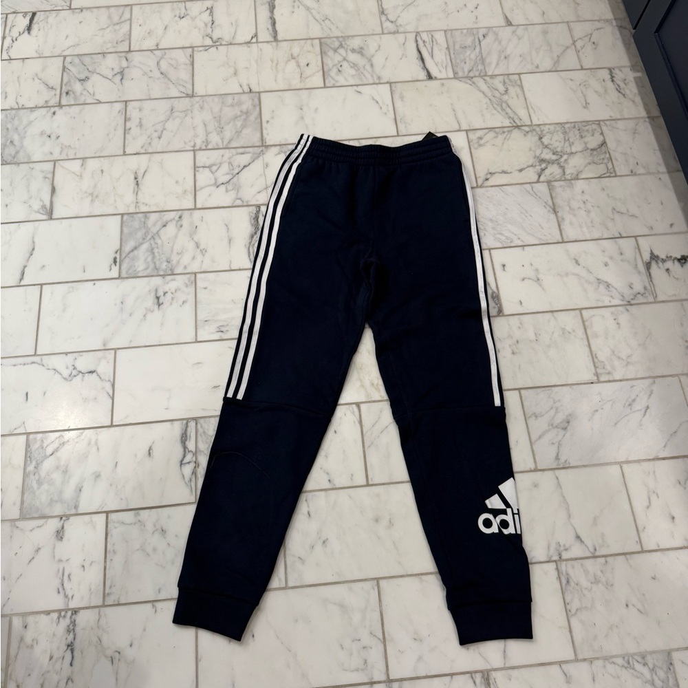 Adidas Blue and White Sweatpants with Tapered Ankles